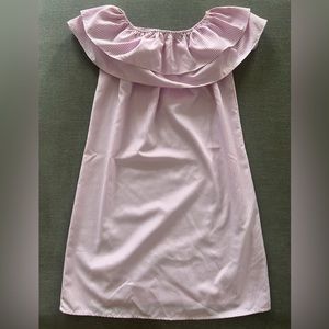 Pink and White Striped Strapless Dress